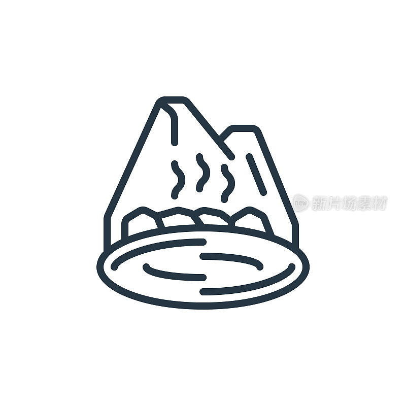 hot spring icon vector from ramadan concept. Thin line illustration of hot spring editable stroke. hot spring linear sign for use on web and mobile apps, logo, print media..